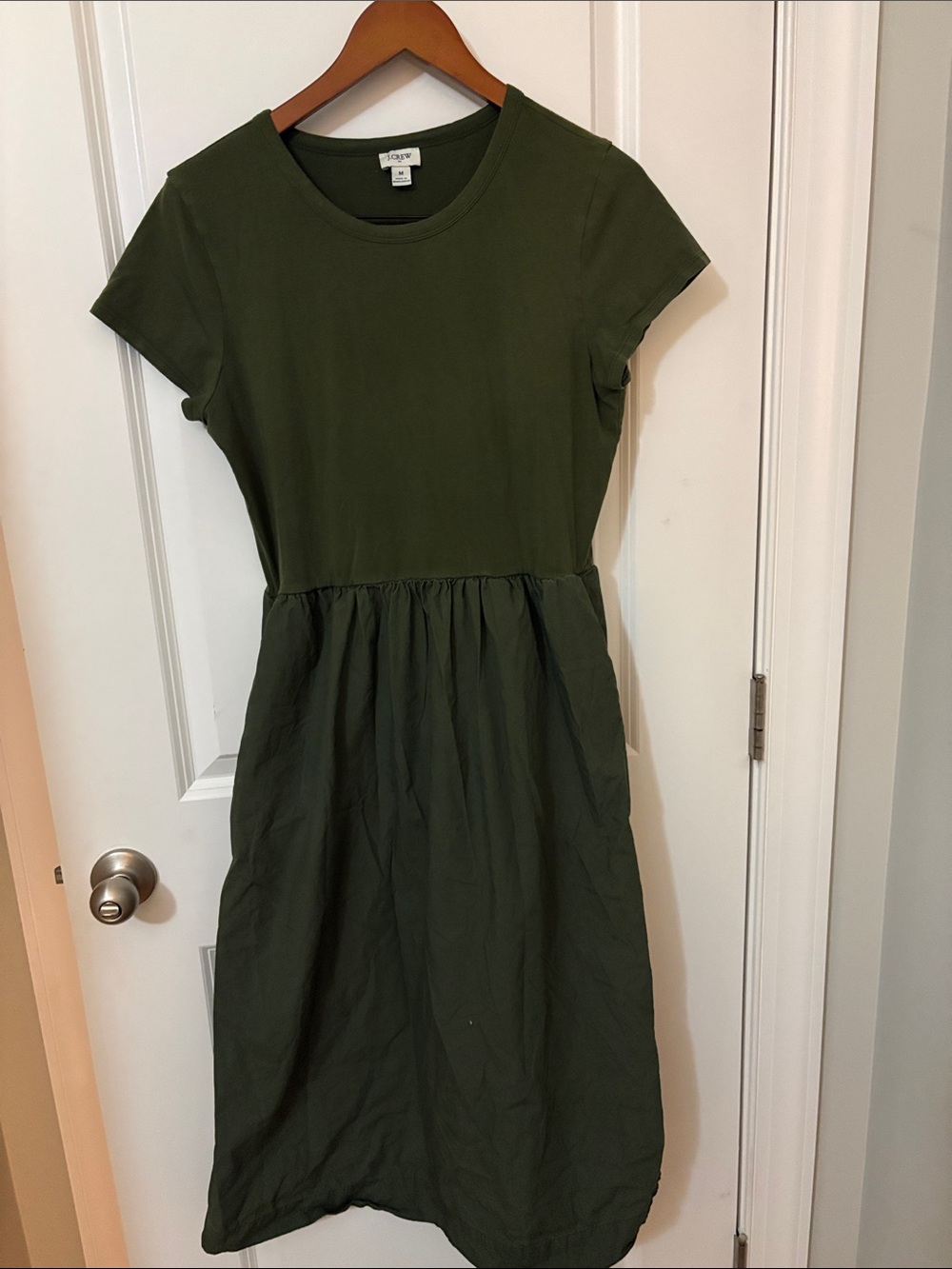 JCrew Olive Green Short Sleeve Midi Dress